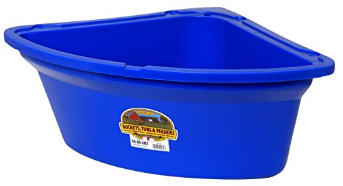 Little Giant Plastic Corner Feeder Bucket (Blue) Durable & Useful Space Saving Corner Feed Trough (26 Quart) (Item No. PCF6BLUE)