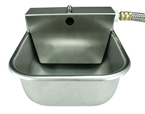 Nelson Rust Proof Stainless Steel Outdoor Automatic Dog Waterer Bowl | Rust-Proof, Auto Float Valve, Quick Hose Hookup, Easy Clean, For Dogs, Livestock & Farm Animals, Fresh Water