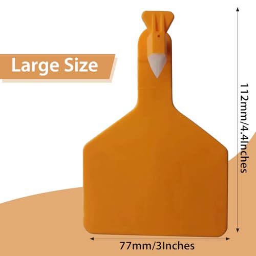 Blank One-Piece Cattle Ear Tags 50Pcs Large Size TPU Z Tags Ear Tags&Marker Pen for Livestock Identification Suitable for Cow,Sheep,Goat,Pig (Orange) - color: Orange