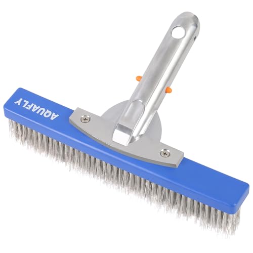 10" Stainless Steel Pool Brush, Heavy Duty for Concrete Pools | Durable wire bristle brush head for deep cleaning walls & floors. Removes tough buildup safely - size: 10 inch