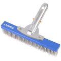 10" Stainless Steel Pool Brush, Heavy Duty for Concrete Pools | Durable wire bristle brush head for deep cleaning walls & floors. Removes tough buildup safely - size: 10 inch