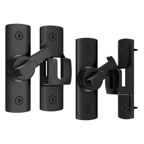 ESINAM Door Latch, Barn Door Lock，Black, 2-Pack | 90/180° Sliding Barn Door Lock Latch，Heavy Duty Flip Latch, With Screws, For Bathroom, Garden and Cabinet - color: Black