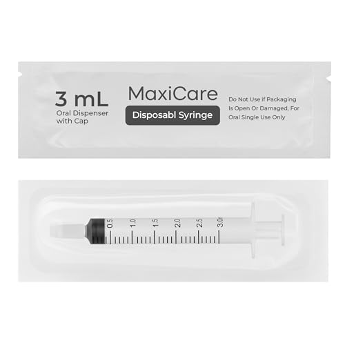 MaxiCare Oral Syringes with Cap 3ml – Disposable Liquid Dispenser Without Needle | Individually Wrapped Luer Slip Tip Dropper for Babies, Toddlers, Adults, and Pets (100 Pack) - size: 3 ml