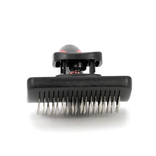 Jeffers Pet Self-Cleaning Slicker Brush for Dogs & Cats – Self Cleaning Button, Removes Tangles & Loose Hair, Non Slip Handle for Easy Grooming, Go To Gift for Pet Owners – Black, Red - Small - color: Self Cleaning Slicker, size: Small