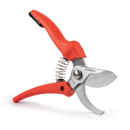 AGRICUT 7" Pruning Shears Heavy Duty Professional, Made of Japanese SK5 Steel Blades, 4/5 Cut Capacity, Bypass Hand Pruners Garden Clippers for Tree Flower Branch Trimming, S20E - style: PP Handle, High Carbon Steel