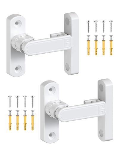 Adjustable Barn Door Locks, 90/180 Degree Gate Latch, White-2 Pcs | Home Security Sliding Door Latch for Bedroom, Barn, Cabinet, Garden & Fence - color: White-2 Pcs