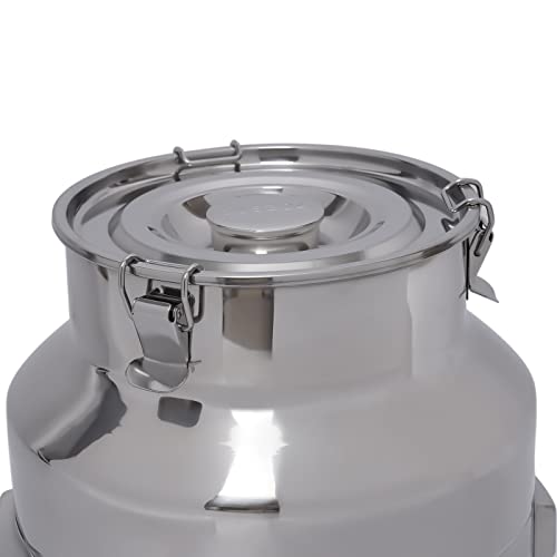 Stainless Steel Sealed Milk Barrel with Spigot，28L/7.39Gallon Large Milk Bucket Wine Can Pail Tote Tank with Sealed Lid & Handle for Milk Wine Oil Liquid Tranport Storage Container - size: With Spigot
