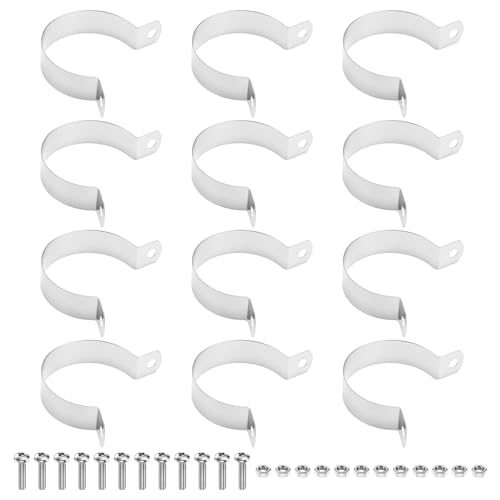 M METERXITY 12-Pack 1-9/16" Brace Bands Chain Link Fence Parts | Galvanized Steel Chain Link Brace Band with Bolts and Nuts for Fence, Gate, Posts, Rust-Resistant - size: 1-9/16"