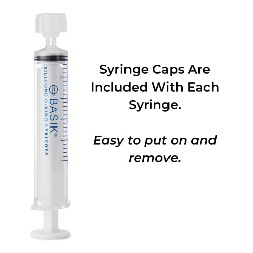 BASIK Silicone O Ring 5cc Reusable Feeding And Oral Syringe 10/Pack | Caps Included, Individually Wrapped, For Hand Feeding Small Animals, For Measurements