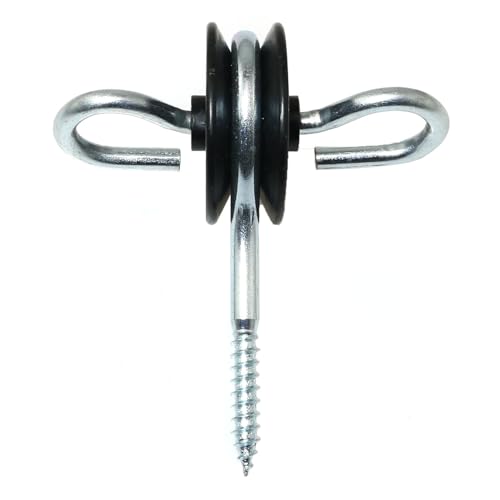 RLECS 4PCS Wood Post Screw in Screws Double Iron Wood Screws Ring Type Electric Fence Screw in Gate Handle Anchors Pasture Fence Accessories for Roller Shutter Door Handle Connection Parts