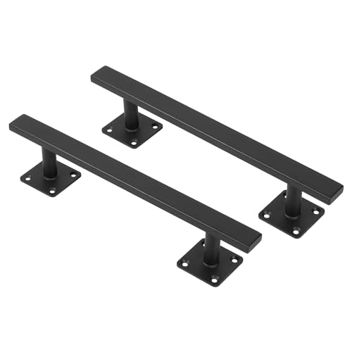 12'' Black Square Heavy Duty Metal Barn Door Handles and Pulls Pack of 2, Outdoor Fence Shed Gate Handle, Rustic Farm Garage Door Handles, Interior Closet Door Pulls