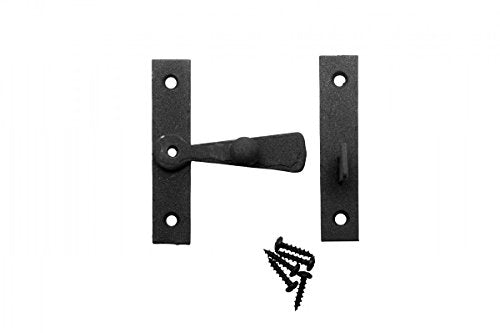 Renovators Supply Manufacturing Black Wrought Iron Offset Cabinet Catch 2.5 in Wide 0.375 in Offset with Hardware - color: Wrought Iron Offset, size: Pack of 1
