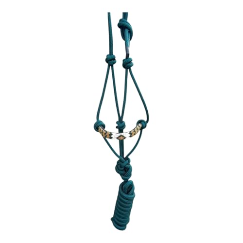 Majestic Ally Padded Beaded Nose Braided Rope Halter with 10' Matching Lead - Full (Hunter Green) - color: Hunter Green