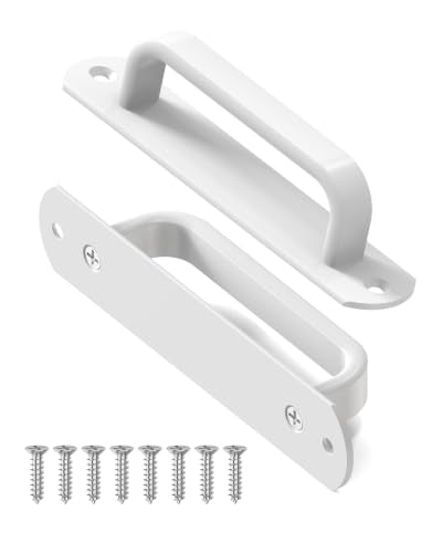 5.9 Inch Sliding Barn Door Handle - Aluminum Hardware Cabinet Pull Handles for Drawer, Closet, Shower/Glass/Shed/Kitchen/Garage Gate Doors with Screws (2, White) - color: White