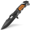NedFoss Pocket Folding Knife DA75 Mini, 3 in 1 Pocket Knife Gifts for Men | 2.95 Inch Survival Knife w/ Liner-Lock, Seat Belt Cutter, Glass Breaker, Hunting knife for Camping, Christmas Gift for Women - color: Black-Mini2.95“