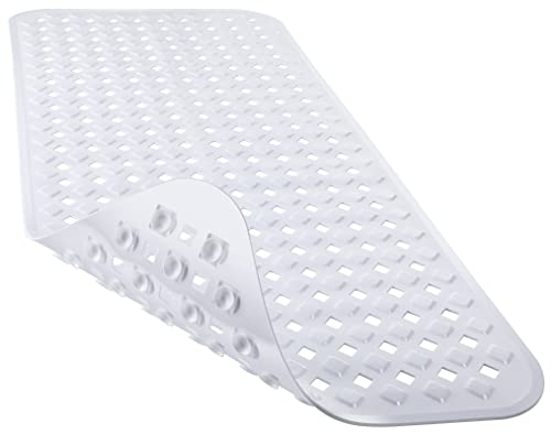 Yimobra Shower Mat, Bathtub Mat Non Slip, Big Drain Holes, 28x16, White | Strong Suction Cups, Anti Slip Bath Tub Mat for Inside Shower, Machine Washable Fast Drying, Bathroom Essentials - color: White, size: 27.5 X 15.5 Inch