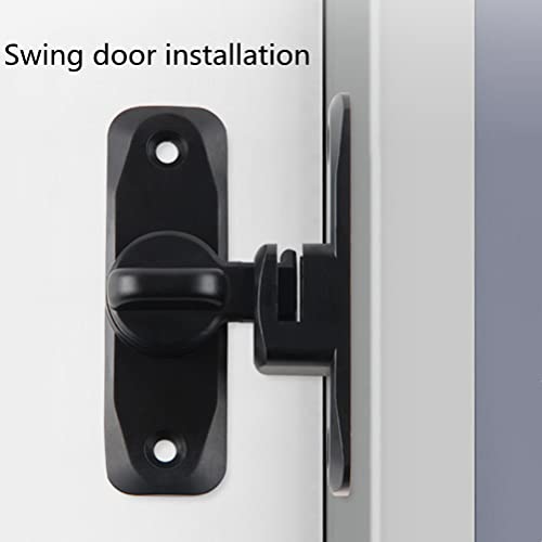 Flip Door Latch Black 180 Degree Heavy Duty Bar Gate Latches Safety Door Lock, Bold Thickened Anti-Rust Update Design (90-180Filp Door Latch)