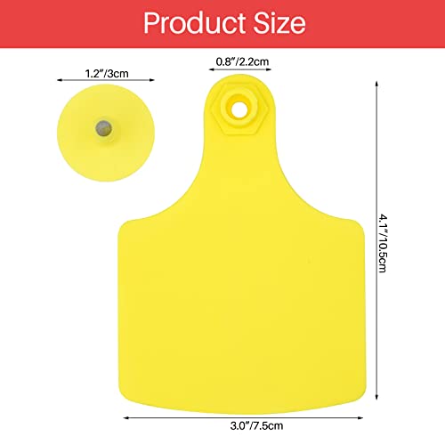 4.1" L×3.5" W Cattle Ear Tags Big Blank 100PCS Livestock Identification TPU | Cow Ear Tags for Cattle Laser Tags for Cows Pigs Hog Goats Sheep Calf Animal Goat Sheep Earring Tags Non-fading (Yellow) - color: 4-yellow