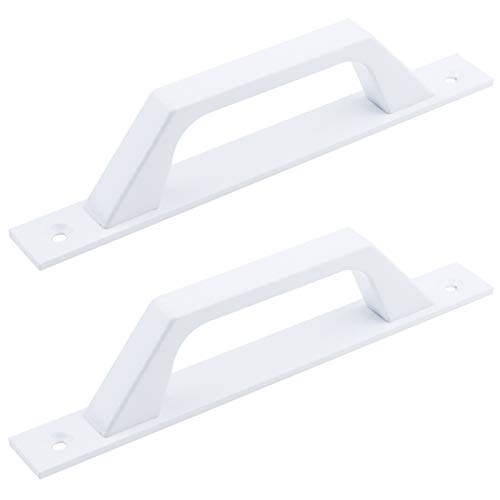 Semetall Barn Door Handle 175mm Hole Center Solid Steel White Flush | Gate Handle Heavy Duty Door Pull Hardware Handle with Screws for Wooden Door Sliding Barn Doors Gates Garages Sheds