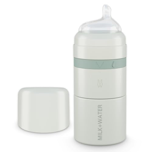 MILK & WATER Stainless Steel All-in-One Baby Bottle with Anti Colic Nipple - color: Green Olive, style: Bottle, 5oz, Medium Flow
