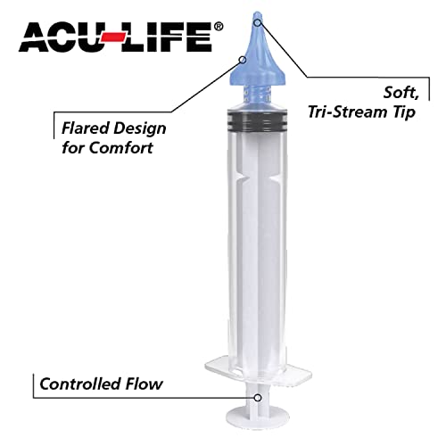 Acu-Life Earwax Removal Kit, Tri-Stream Syringe Tip For Ear Cleaning | Includes Removal Basin, Safe Care Tool for Wax Build-up, Gentle Ear Hygiene Solution & Irrigation, Comfortable Fit for Family - style: Syringe & Basin