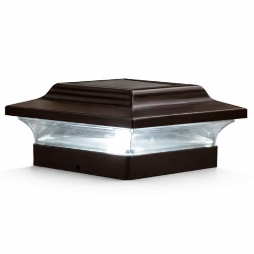Classy Caps Imperial Solar Post Cap - Heavy-Duty Cast Aluminum - Warm/Cool Light Color Modes (Bronze, 4.5x4.5) - color: Bronze, size: 4.5x4.5