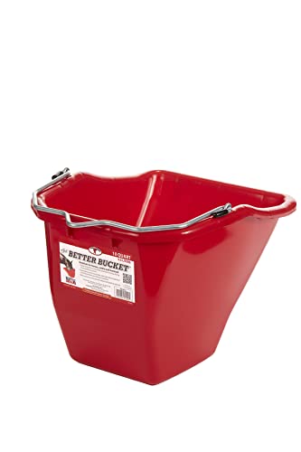 Little Giant® Plastic Better Bucket | Horse Feed Pail | Ergonomically Designed | Flat Back Bucket | Made in USA | 10 Quarts | Red - color: Red, size: 10 Quarts