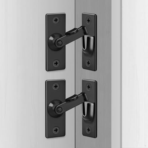 2 Pack Screen Door Latch 90 Degree, 2.36 x 0.87 Inches Gate Latch Sliding Screen Door Lock Barn Door Latch, Black - color: Black-90° Only, size: Large-2 Pack