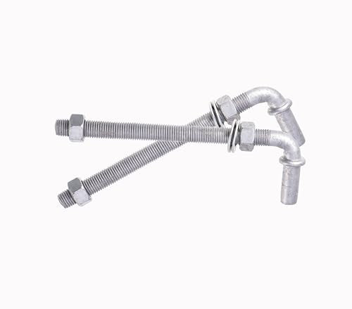 J-Bolt Post Hinge with 5/8" Hinge Pin Galvanized Post Gate Hinge for Chain Link Fence, Washers & Nuts Included (8" (4 Pcs)) - size: 8" (4 Pcs)