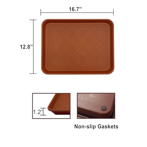 PetLike Boot Trays for Entryway Indoor, Pet Food Mat Trays, 16.7 x 12.8 inch 2 Packs, Waterproof Rubber Shoe Tray for Indoor and Outdoor, Multi-Purpose Tray for Boots, Shoes, Pets, Garden - color: Terracotta, size: 16.7x12.8 INCH