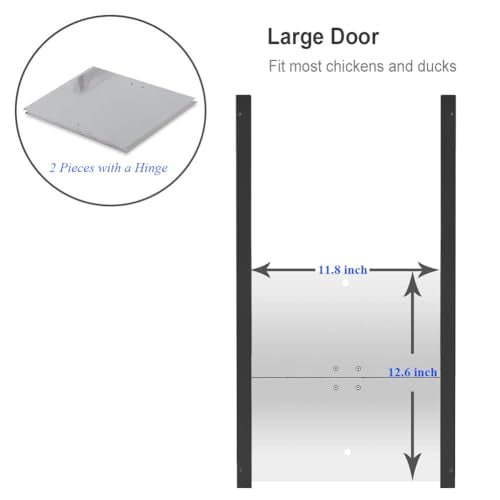 JVR Automatic Chicken Coop Door, Programmable Timer, Anti-Pinch, Aluminum | Heavy-duty aluminum door with industrial screw-rod actuator, anti-pinch sensor, and 11 x 12 in opening; timer schedule only - size: Small