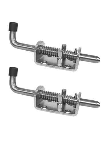 Spring Loaded Gate Latch Pin Barrel Bolt Durable for Shed Doors Wood Metal Gate - 2pcs (Heavy Duty SS 2pcs) - style: Heavy Duty SS 2pcs