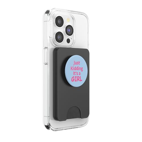 Just Kidding It's a Girl Pink Gender Reveal Party Supplies PopSockets PopWallet for MagSafe - style: Magnetic PopWallet