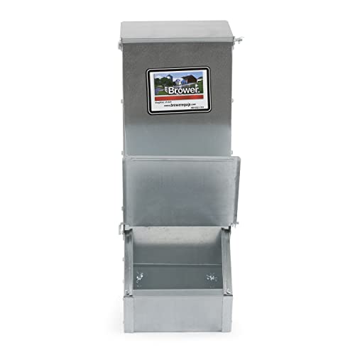 Brower 11H Single Door Automatic Easy Hog Feeder for Supplemental Feeding, 4 Week Old Piglets to Adult Sows, Farm Accessory, 1.5 Bushel or 50 Pounds