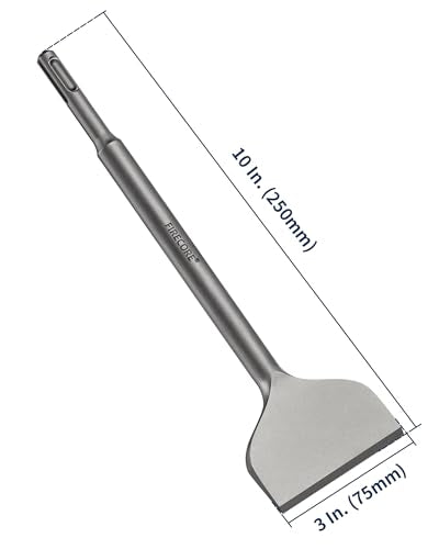 Firecore 2pcs 3" SDS Plus Bent Chisel Bit for SDS Plus Rotary Hammer Drill | SDS Plus Tile Removal Chisel Tool, Alloy Steel Flat Shovel Bit for Ceramic Tile Cement Thinset Mortar Vinyl Removal -FS18310 - size: 2Pcs