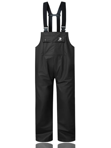 RainRider Rain Pants for Men Women Waterproof Rain Gear Bib Overalls Trousers for Fishing Hunting - color: Black, size: X-Large