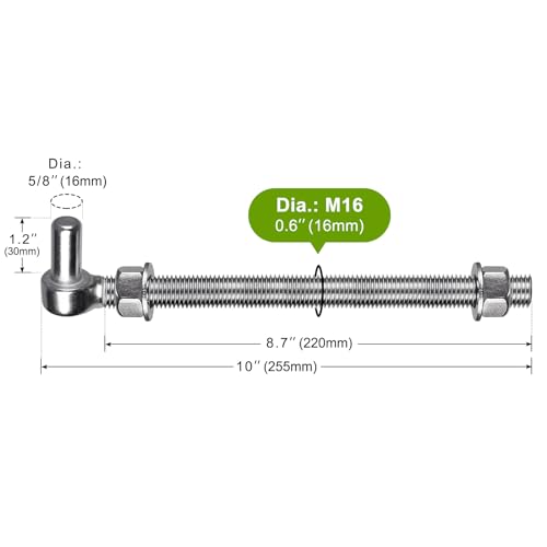 Insaga M16x 10'' J-Bolt Gate Hinge, 304 Stainless Steel J-Bolt Post Hinge for Farm Gate, 5/8" Male Pin J-Bolt Hinge for Chain Link Fence Gate, Gate Hinges for Metal Gates (2Pcs) - color: M16-10''-2PCS