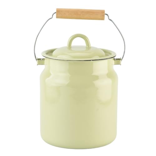 HOMEHUT Pistachio Vintage Enamel Milk Can with Lid – Rustic Farmhouse Kitchen Décor and Food-Safe Storage Container, Durable Enamelware, Country-Style Decorative Milk Jug, 3.5-qt. (3.3 L) - color: Pistachio
