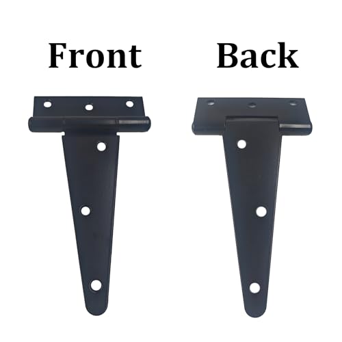 2PCS 6" Heavy Duty T-Strap Hinges, Black Rustic Iron Hinge, Rustproof Gate Tee Hinges for Outdoor Sheds, Barn Doors & Wood Fences-Thickness 2.2mm - size: 6 Inch