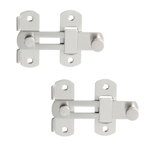 Alise 2pcs 4 Inch Brushed Nickel SUS304 Stainless Steel Gate Latches for Barn Door | Heavy Duty Gate Hardware ,Security Flip Latch,Anti-theft Latch,Safety Door Lock for Barn Wood Fence Sliding French Doors - color: Brushed Nickel, size: 4 inch-2p