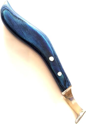 Super Sharp Hoof Knife with Wooden Handle, Horse Shoe Hoofing Made Easy with Hoof Trimming Knife with Special Blue Colored Wooden Handle