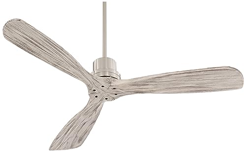 52" Delta DC Nickel and Gray 3 Blade Indoor Ceiling Fan with Remote | Wing Style Modern Silver Wood Damp Rated for Patio Exterior House Home Porch Gazebo Garage Barn 6" - size: Includes 6" Rod