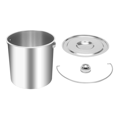 Stainless Steel Bucket, 20L Stainless Steel Food Bucket Stainless Steels Handle Pail Buckets Milk Buckets with Lid for Commercial Home Use (20L) - size: 20L