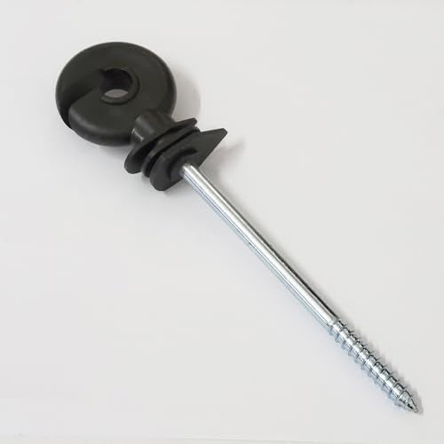 50x 5.9 Inch Electric Fence Wire Insulator Stand Off Screw in Insulator Fence Post Insulator Long Arm Wood Post Insulator for Tape Rope Electric Wire Animal Agricultural Garden Fence Black