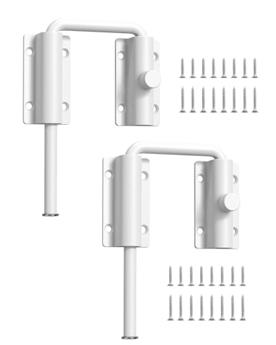 Sliding Door Loop Lock, Multi-Angle Barn Door Lock, White-2 PCS | Aluminum Alloy, U-Shaped Loop Latch for French/Fences/Windows/Screen/Patio Sliding Doors - color: White-2 PCS