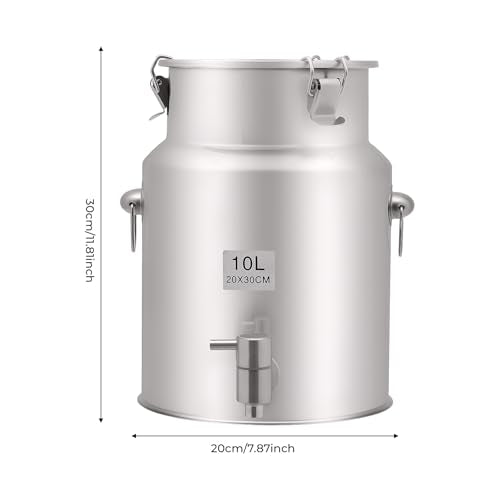 304 Stainless Steel Beverage Dispenser, 2.64Gal/10L Drink Dispenser | Water Beverage with Spigot Milk Can Milk Pail Bucket for Hot Water, Cold Milk, Coffee, Tea, Juice - size: 2.64Gal/10L