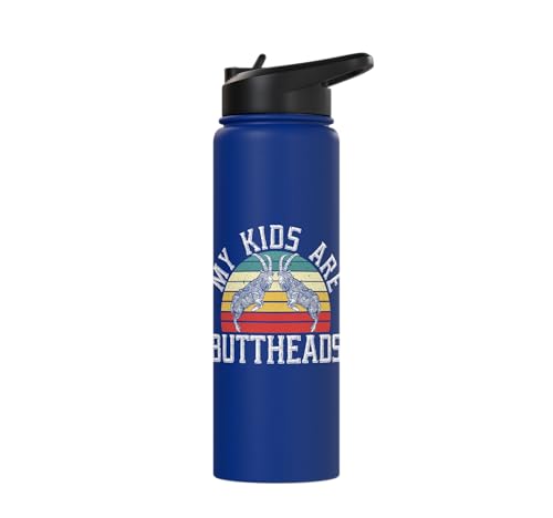 My Kids Are Buttheads Goat Whisperer Farm Animal Stainless Steel Insulated Water Bottle - color: Royal Blue