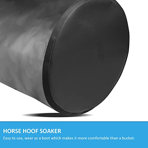 Hoof Soaking Boot for Horse, Waterproof PVC Hoof Soaker Bag with EVA Foam Pad, Secure 3-Strap Equine Icing & Soaking Boot for Hooves Care, Fits Most Hooves - color: Black