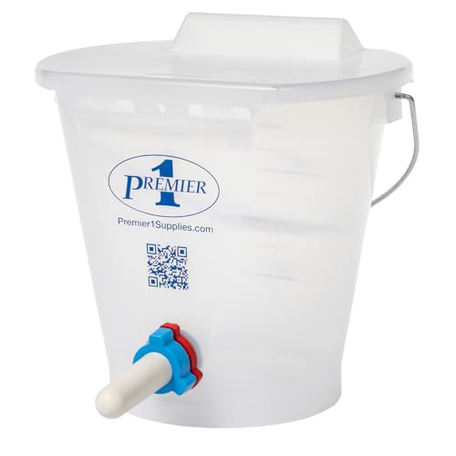 Premier 1 Orphan Calf Milk Feeding Bucket - 2 Gallon | Transparent for milk monitoring. Sloped floor — all liquid consumed. Includes rubber calf teat, teat unit & lid.