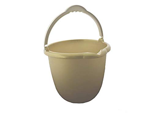 Buckets ECO-Plastic, 5 Pack Made in U.S.A. Ergonomic Bottom and handling 2,3 Gallon. Gold Color.